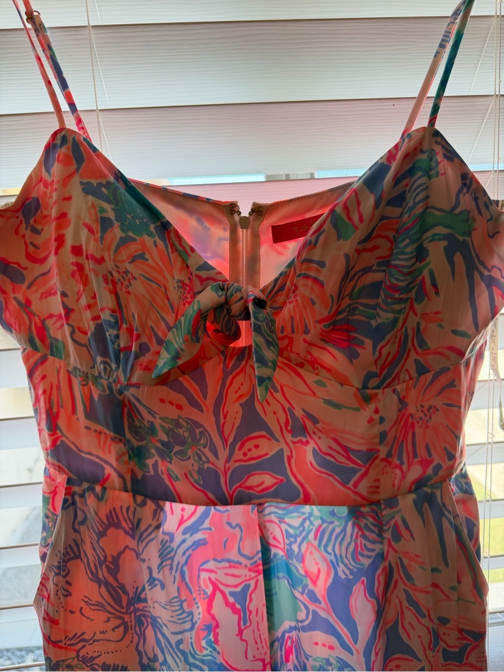 Lilly Pulitzer Lion Around Floral Wide Leg Jumpsuit Pink Blue 6 - Picture 9 of 10